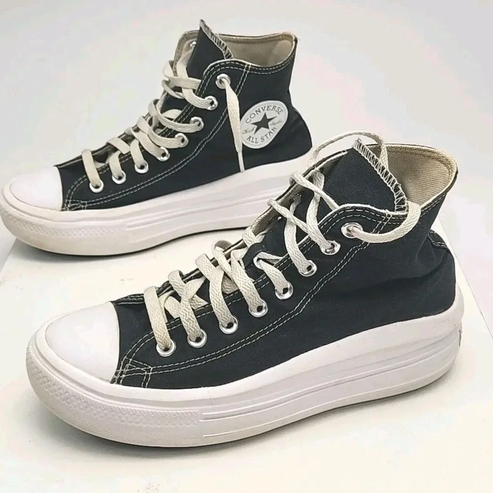 Converse All Star Shoe Sneaker Women Sz 9 High Top Platform Black White 568497C